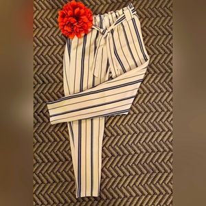 Women's Full Circle Trend pinstripe white tie-at-waist Pant